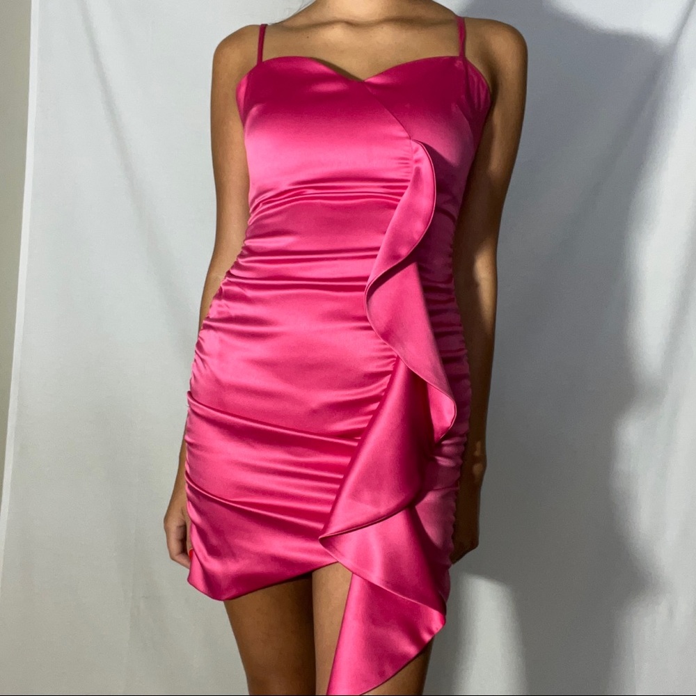 Likely hot pink silk dress size: small